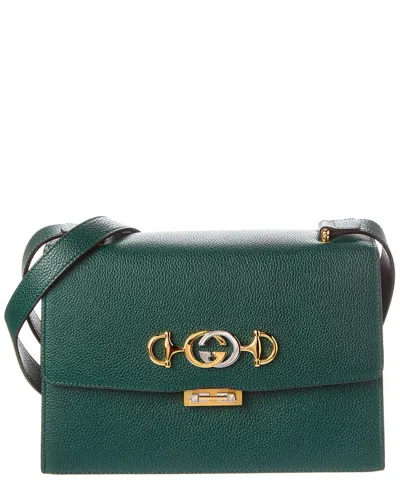 Gucci Women Zumi Small Green Textured Leather Shoulder Bag