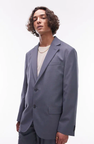 Topman Relaxed Suit Jacket In Blue