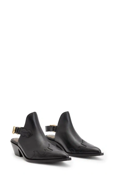 Allsaints Womens Black Desola Western-style Goat-leather Mules