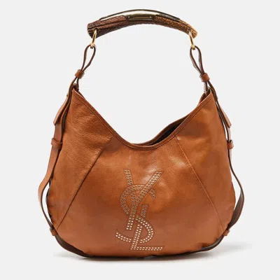 Pre-owned Saint Laurent Brown Leather Mombasa Hobo