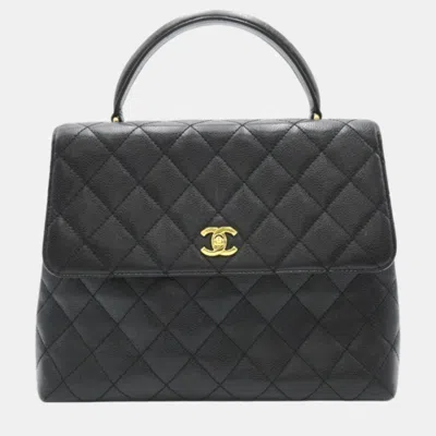 Pre-owned Chanel Black Leather Cc Caviar Kelly Handbag