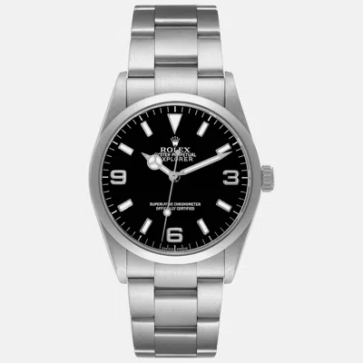 Pre-owned Rolex Explorer I Black Dial Steel Men's Watch 36 Mm