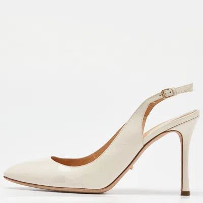 Pre-owned Sergio Rossi Beige Leather Slingback Pumps Size 38