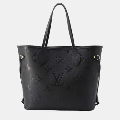 Pre-owned Louis Vuitton Black Monogram Empreinte Leather Neverfull Mm