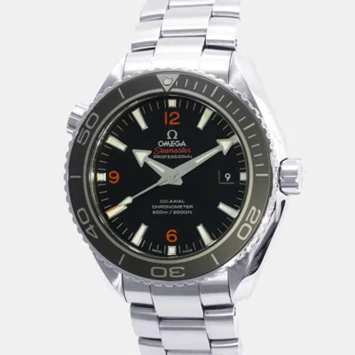 Pre-owned Omega Black Stainless Steel Seamaster Automatic Men's Wristwatch 45.5 Mm