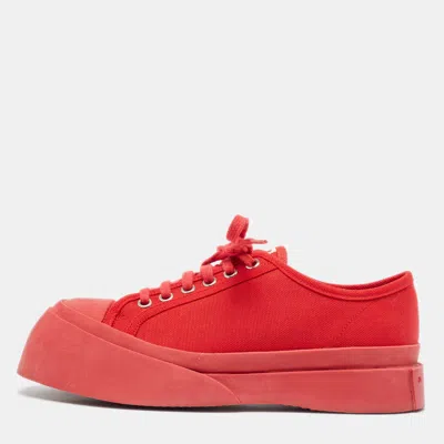 Pre-owned Marni Red Canvas And Rubber Pablo Trainers Size 37