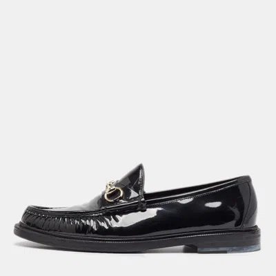 Pre-owned Gucci Black Patent Leather Horsebit Loafers Size 42.5