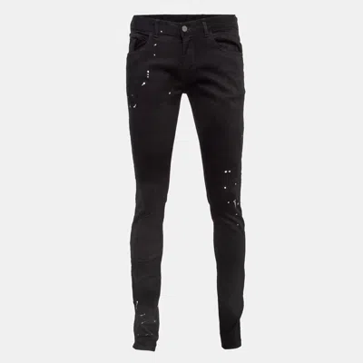 Pre-owned Emporio Armani Black Paint Splash Denim Extra Slim Fit J10 Jeans M Waist 31"