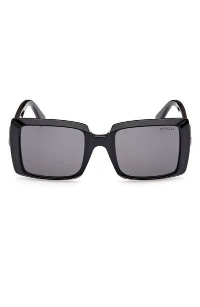 Moncler Promenade 53mm Square Sunglasses In Black/ Gunmetal/ Smoke
