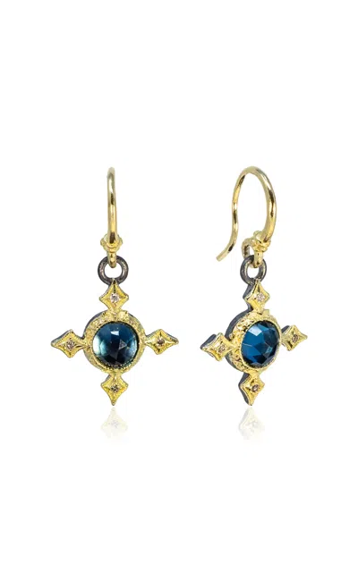 Armenta Women's London Blue Topaz Crivelli Cross Drop Earrings
