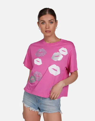 Lauren Moshi Rue Crystal Multi Lips In Bright Pink