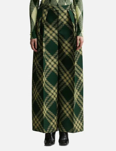 Burberry Pleated Check Wool Trousers In Multicolor