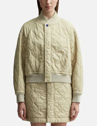 Burberry Quilted Nylon Bomber Jacket In Beige