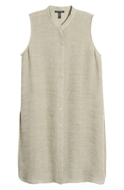 Eileen Fisher Sleeveless Button-down Linen Gauze Shirt In Natural White