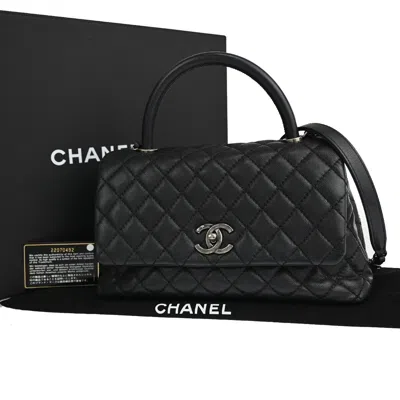 Pre-owned Chanel Coco Handle Black Leather Shoulder Bag ()
