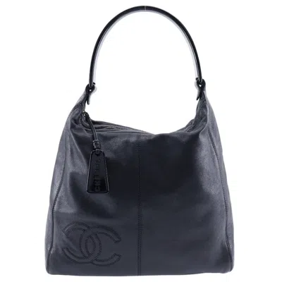 Pre-owned Chanel Hobo Black Leather Shoulder Bag ()