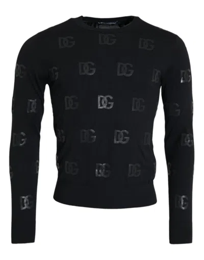 Dolce & Gabbana Black Dg Logo Pullover Sweatshirt Men's Sweater