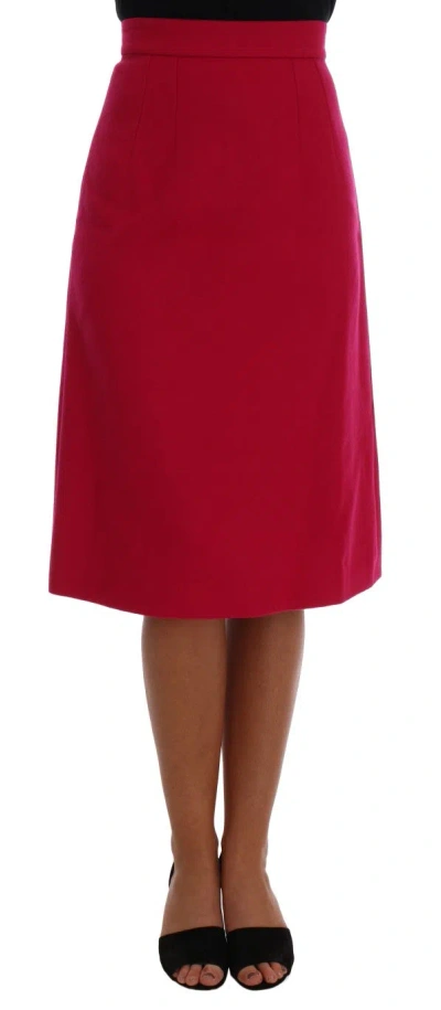 Dolce & Gabbana Elegant Pink Wool A-line Knee-length Skirt
