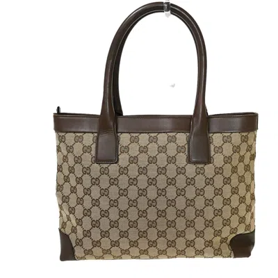 Gucci Gg Canvas Brown Canvas Tote Bag () In Burgundy