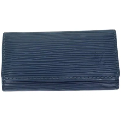 Pre-owned Louis Vuitton Etui Pour Clés 4 Blue Leather Wallet  ()
