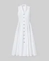 Lafayette 148 Organic Cotton Poplin Sleeveless Shirtdress In White