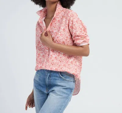 Frank & Eileen Relaxed Button Up Shirt In Peach Florals In Multi