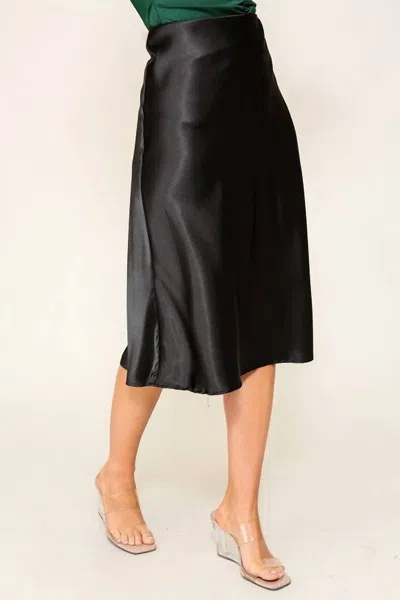 Timing Satin Midi Skirt In Black