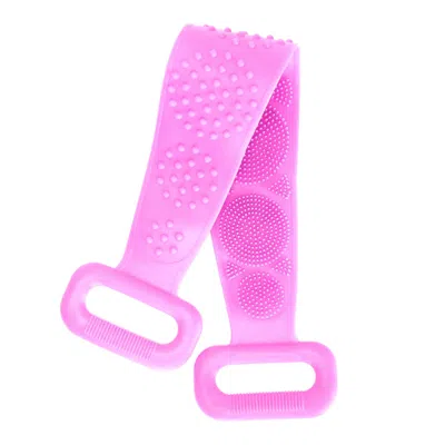 Fresh Fab Finds Exfoliating Silicone Body Scrubber Belt With Massage Dots - Shower Strap Brush With Adhesive Hook In Purple