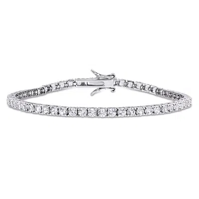 Mimi & Max 8 1/4ct Tgw Created White Sapphire Tennis Bracelet In Sterling Silver