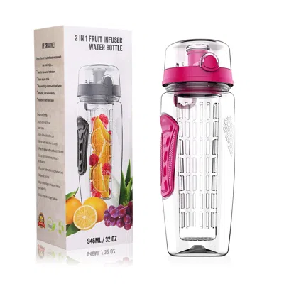 Fresh Fab Finds 32oz Fruit Infuser Water Bottle With Flip Top Lid In Pink