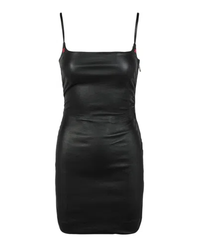 Off-white Stretch Leather Mini Dress In Black
