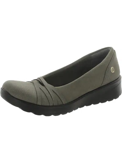 Bzees Goody Womens Faux Suede Slip On Ballet Flats In Grey