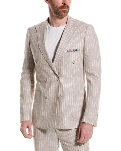 Paisley & Gray Soho Slim Fit Linen-blend Jacket In Brown