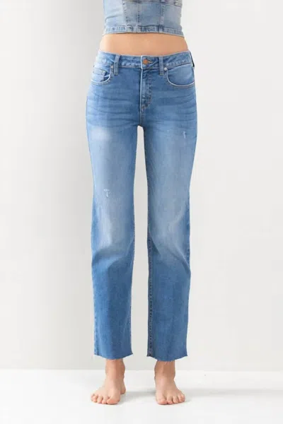 Sneak Peek Jenna Cropped Raw Hem Jeans In Light Wash In Blue