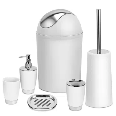 Fresh Fab Finds Bathroom Accessories Set 6 Pcs Bathroom Set Ensemble In White