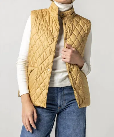 Lilla P Reversible Snap Front Vest In Antique Gold In Silver