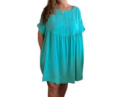 Carole's Collections Oversized Tencel Mineral Wash Dress In Teal In Blue
