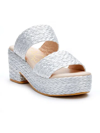 Beach By Matisse Ocean Ave Womens Espadrille Slip On Platform Sandals In Silver