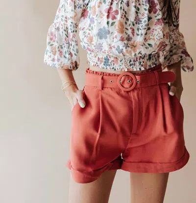 Sadie & Sage Spice Belted Shorts In Rust In Multi