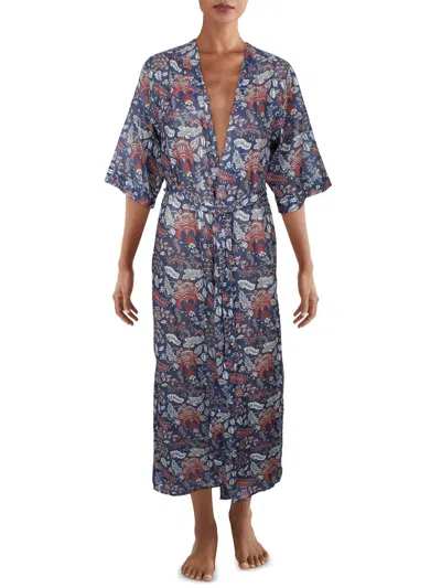 Verdelimon Womens Floral Tie Front Cover-up In Blue