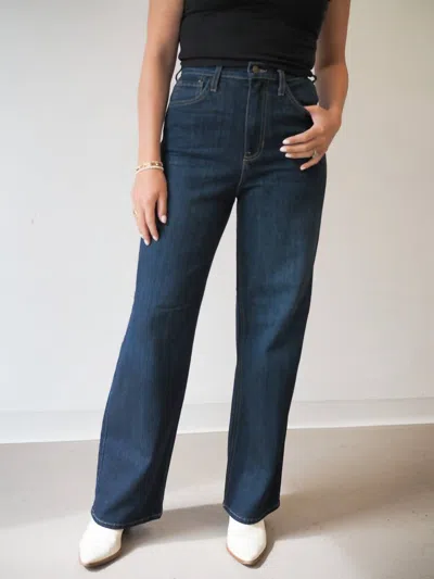 Just Black Denim Retro Wide Straight Jean In Dark Denim In Blue