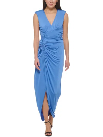 Vince Camuto Womens Gathered Polyester Evening Dress In Blue