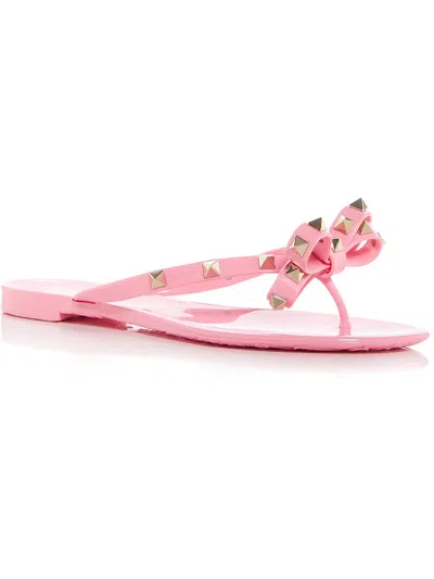 Valentino Garavani Pm Thong Womens Studded Bow Thong Sandals In Pink
