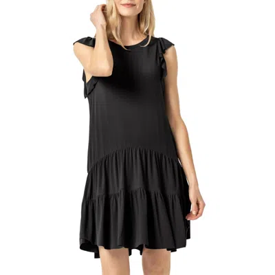 Lilla P Tiered Peplum Tank Dress In Black