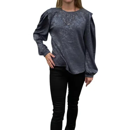 Current Air Jacquard Blouse With Fold Detail In Dusty Teal In Multi