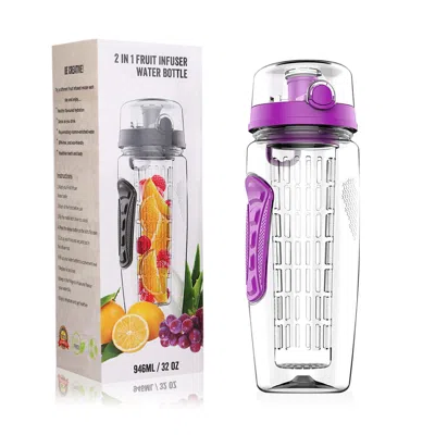 Fresh Fab Finds 32oz Fruit Infuser Water Bottle With Flip Top Lid In Purple