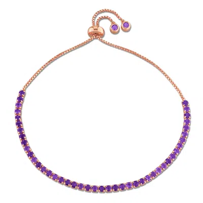 Mimi & Max Amethyst Tassel Bolo Bracelet In Pink Silver In Purple