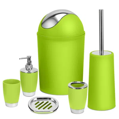 Fresh Fab Finds Bathroom Accessories Set 6 Pcs Bathroom Set Ensemble In Green