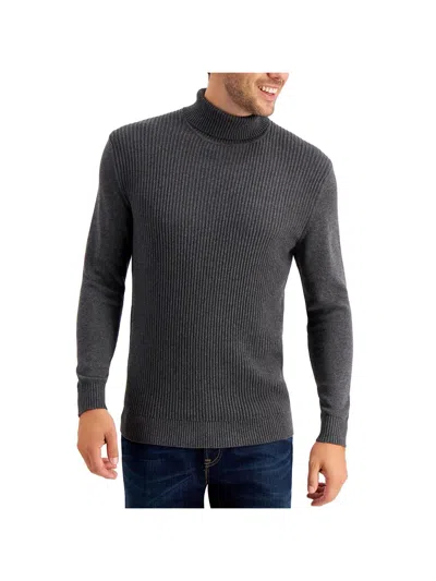 Club Room Mens Textured Cotton Turtleneck Sweater In Grey