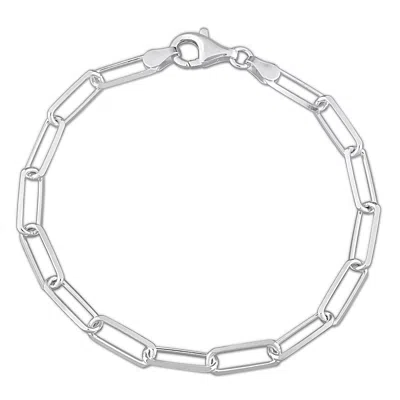 Mimi & Max 5mm Diamond Cut Paperclip Chain Bracelet In Sterling Silver, 7.5 In In White